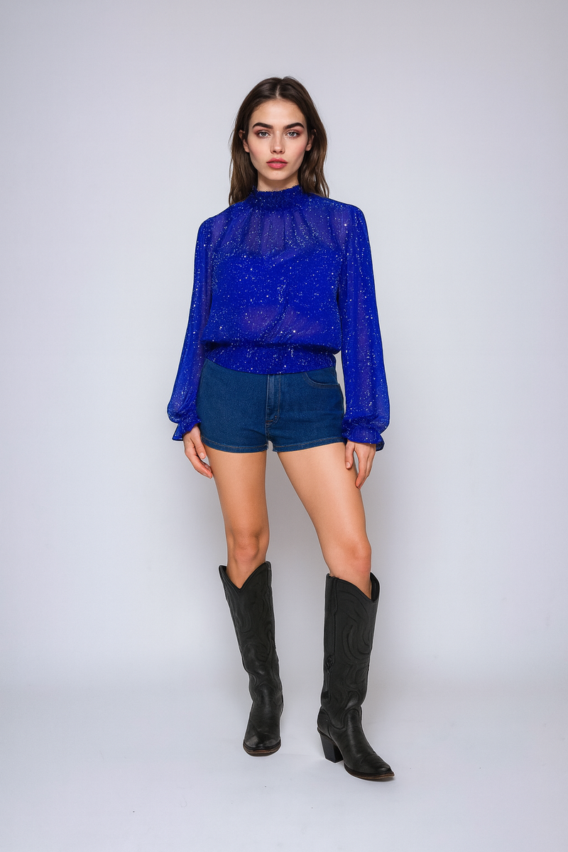 Celestial Print Sheer Chiffon Top - Image 4