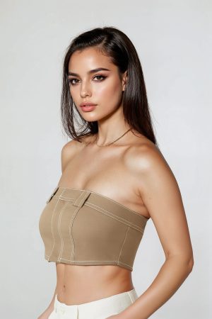 Super Cropped Button-Front Tube Top