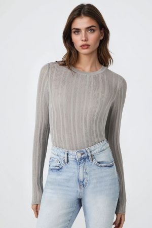 Fitted Ribbed Knit Sweater