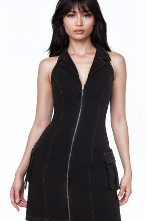 Denim Halter Mini Dress