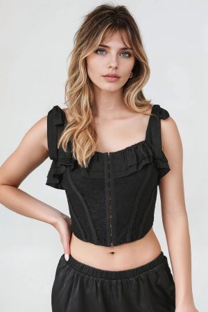 Lace Tie-Strap Corset Top