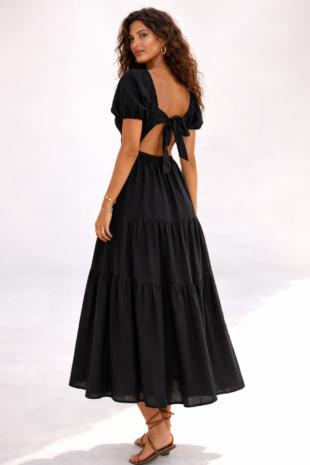 Tiered Puff-Sleeve Maxi Dress - Image 2