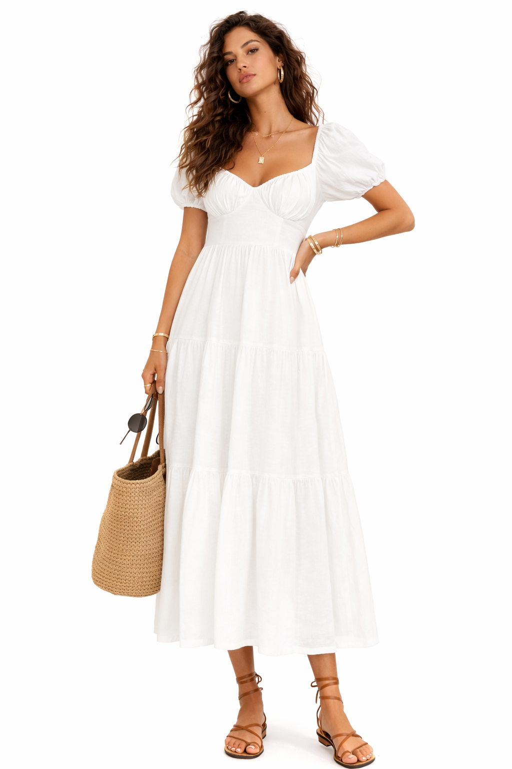 Tiered Puff-Sleeve Maxi Dress - Image 5