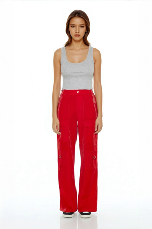 Wide-Leg Utility Cargo Pants