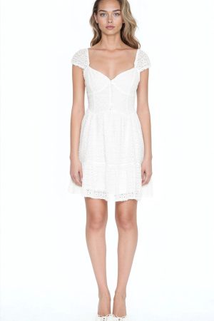 Eyelet Bustier Flounce Mini Dress