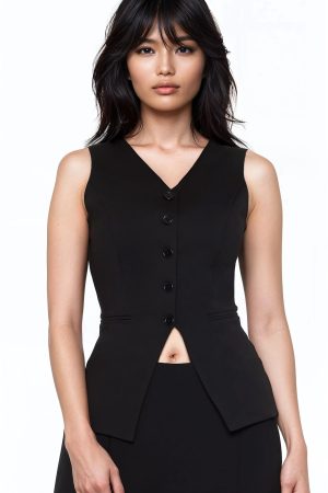 Sleeveless Button-Up Top