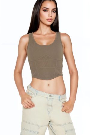 Sweater-Knit Corset Tank Top