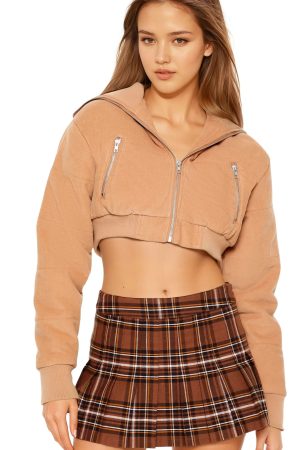 Cropped Corduroy Puffer Jacket