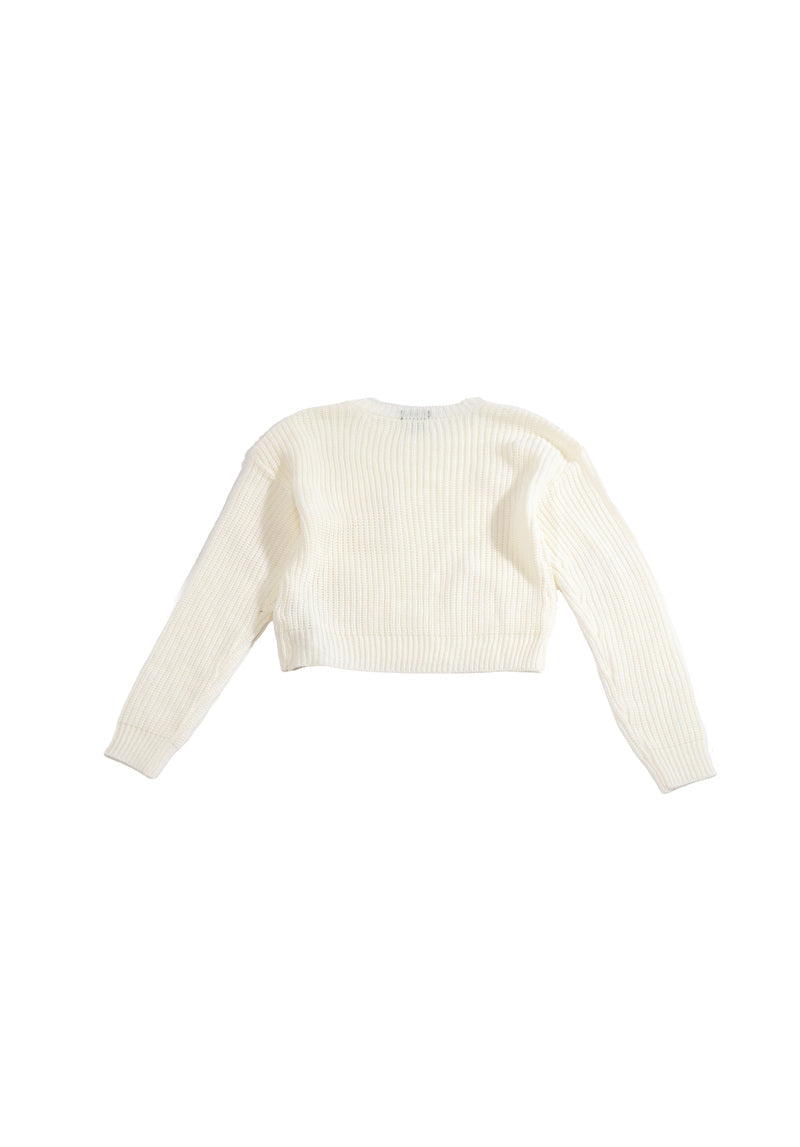 Girls Cropped Heart Knit Sweater - Image 2