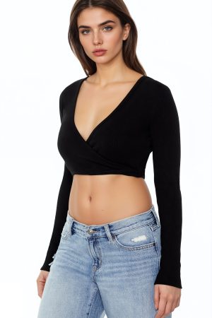 Surplice Crop Wrap Top
