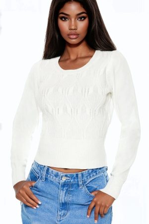 Cropped Lattice Sweater