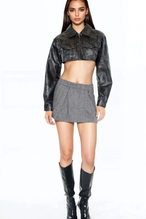 Cropped Metallic Moto Jacket
