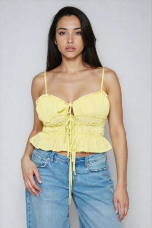 Smocked Poplin Peplum Cami Top