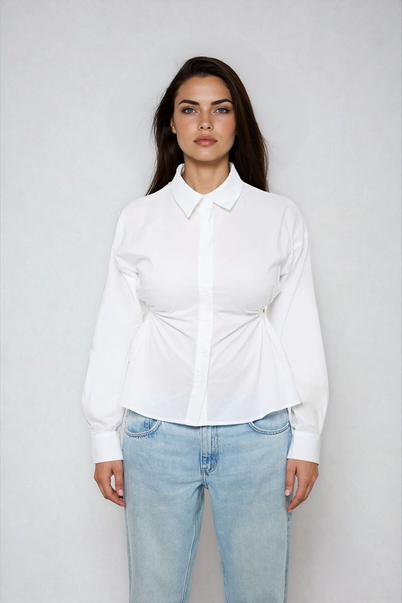 Cinched Cutout Button-Up Shirt - Image 4