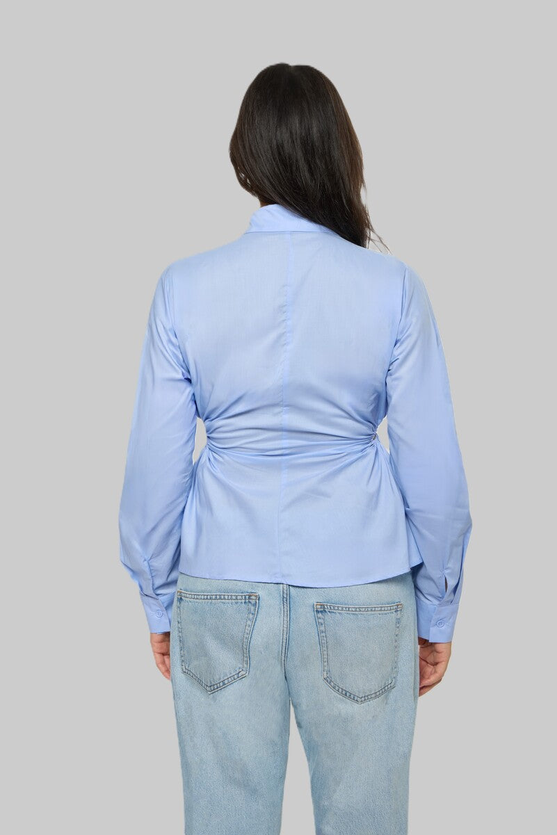 Cinched Cutout Button-Up Shirt - Image 3