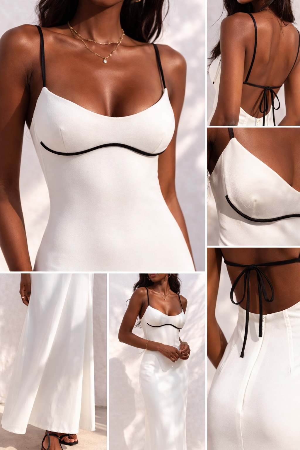 Contrast-Trim Satin Cami Maxi Dress - Image 5