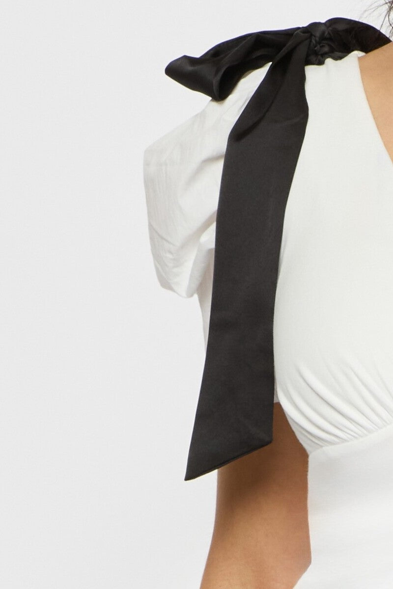 Puff-Sleeve Satin Bow Top - Image 3