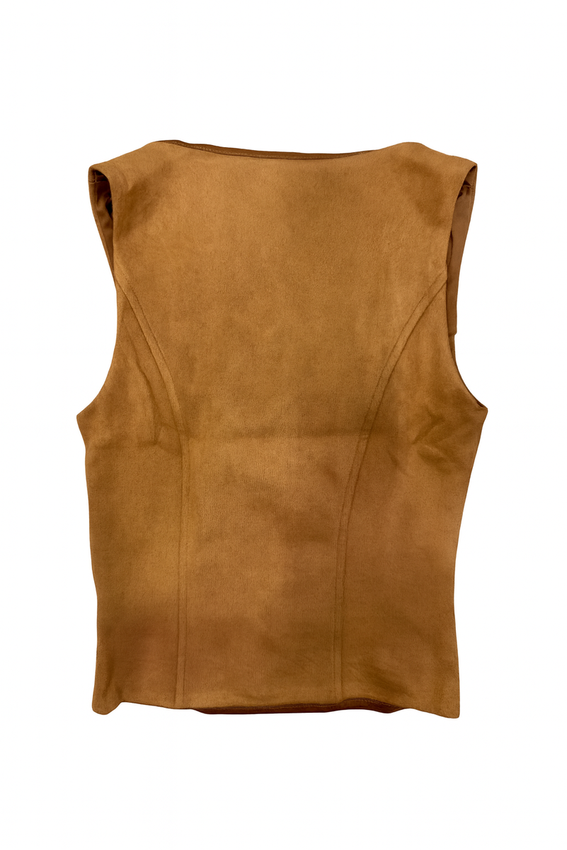 Faux Suede Lace-Up Corset Top - Image 5