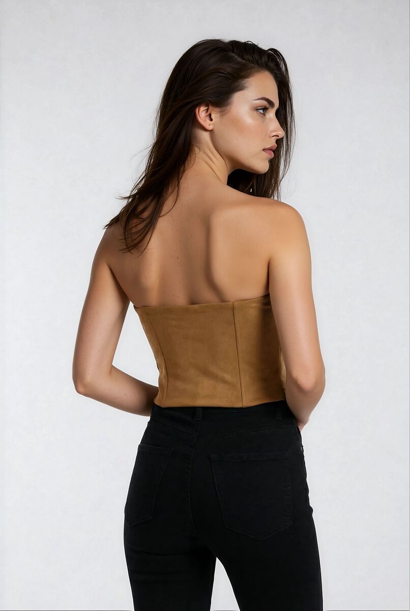 Faux Suede Strapless Bustier Top - Image 5