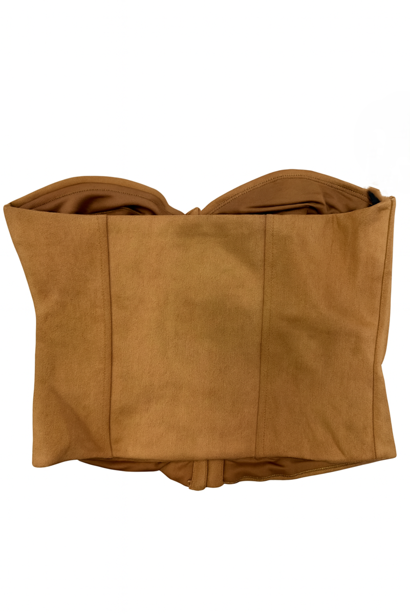 Faux Suede Strapless Bustier Top - Image 3