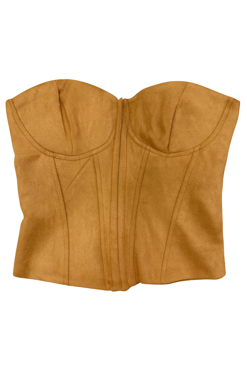 Faux Suede Strapless Bustier Top - Image 2