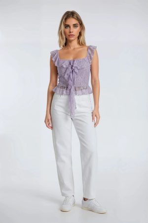 Ruffle Lace Cropped Top