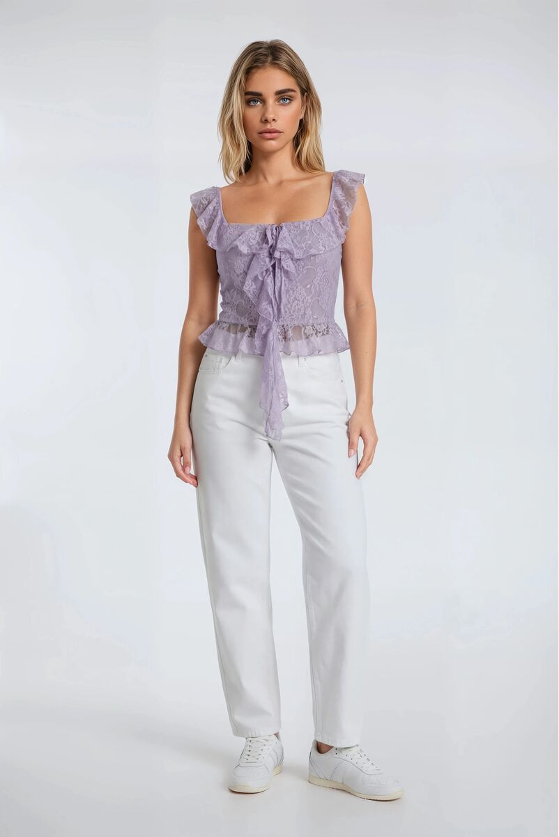 Ruffle Lace Cropped Top