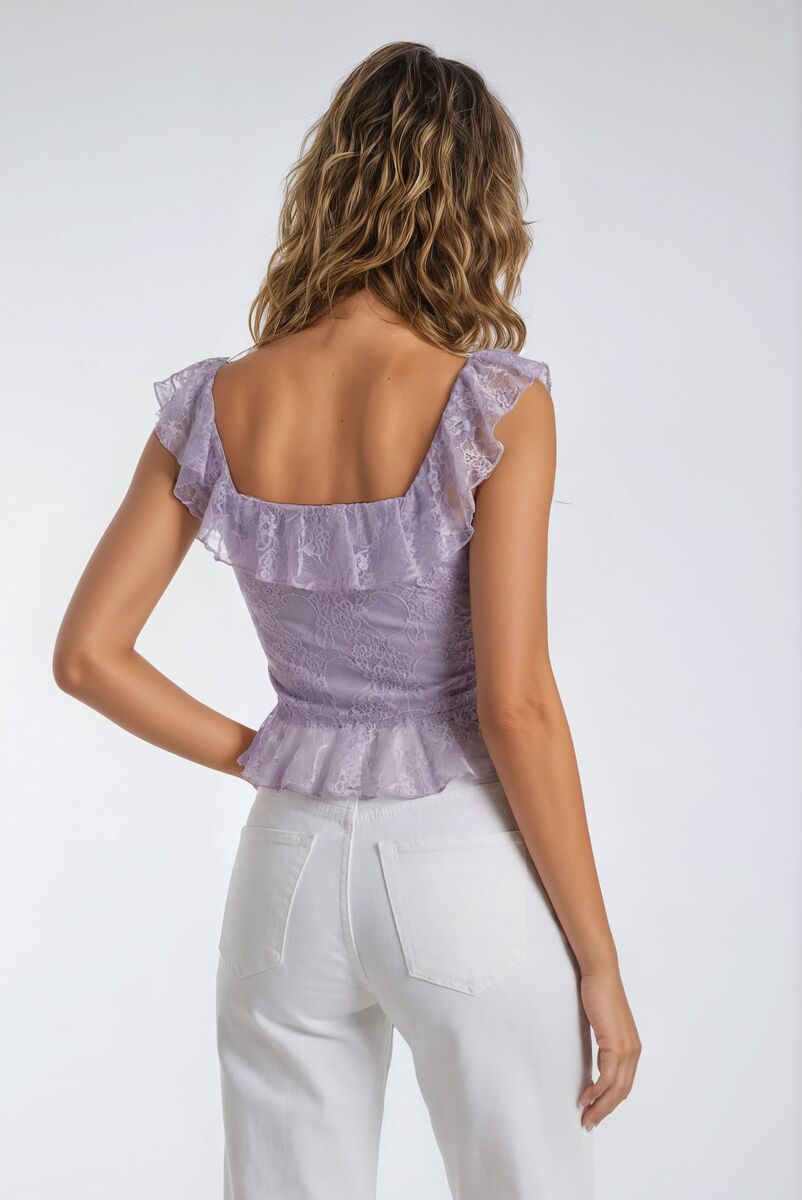 Ruffle Lace Cropped Top - Image 2