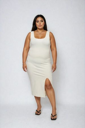 Plus Size Ponte Knit Bodycon Midi Dress
