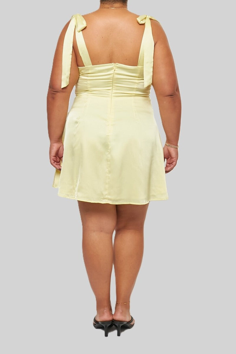 Plus Size Satin Bow-Strap Mini Dress - Image 3