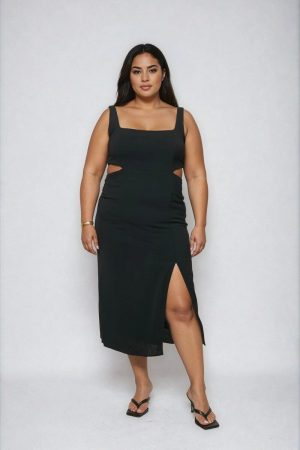 Plus Size Cutout Bodycon Midi Dress