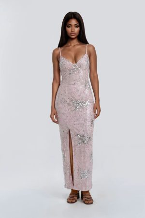 Sequined Beaded Maxi Dress