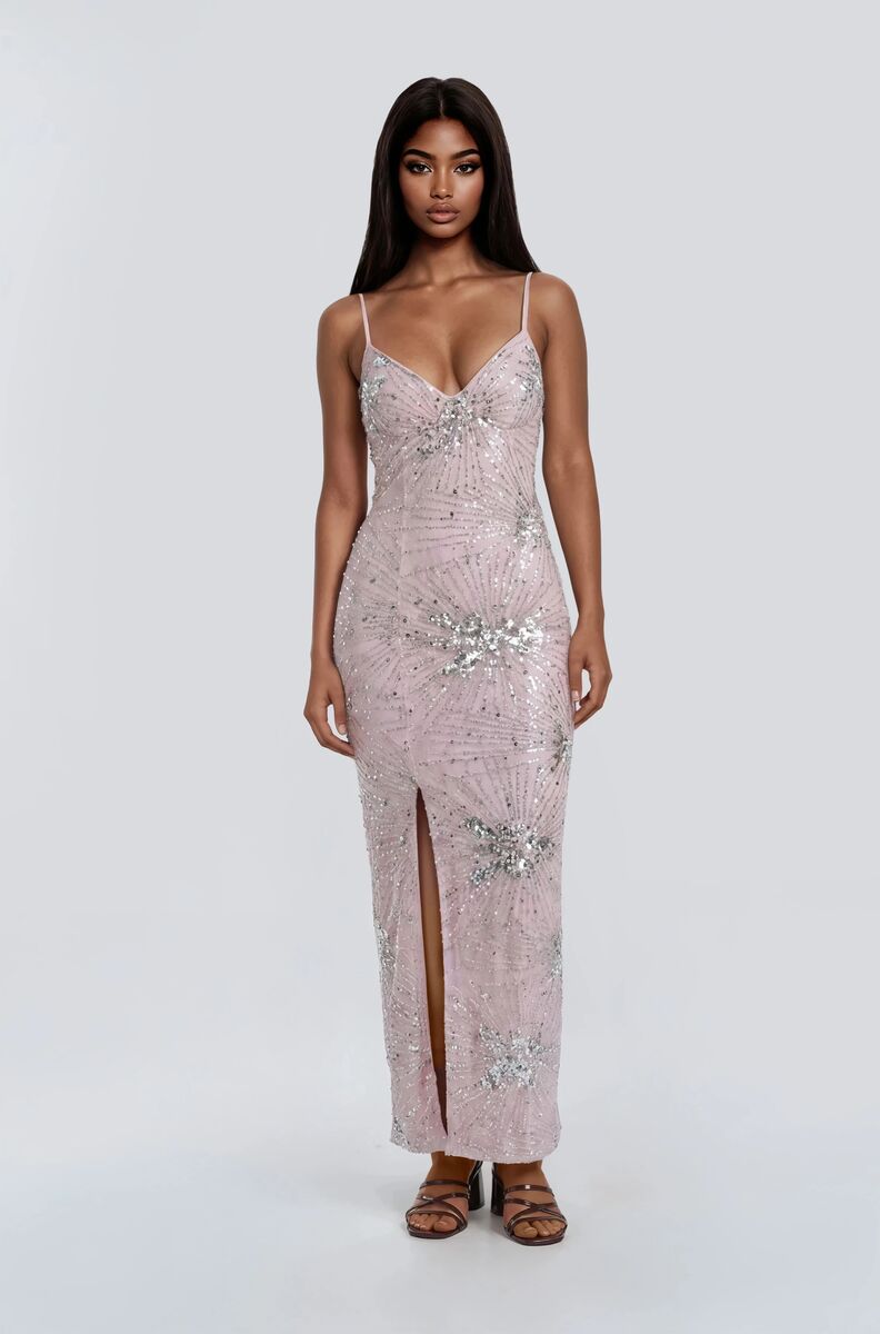 Sequined Beaded Maxi Dress