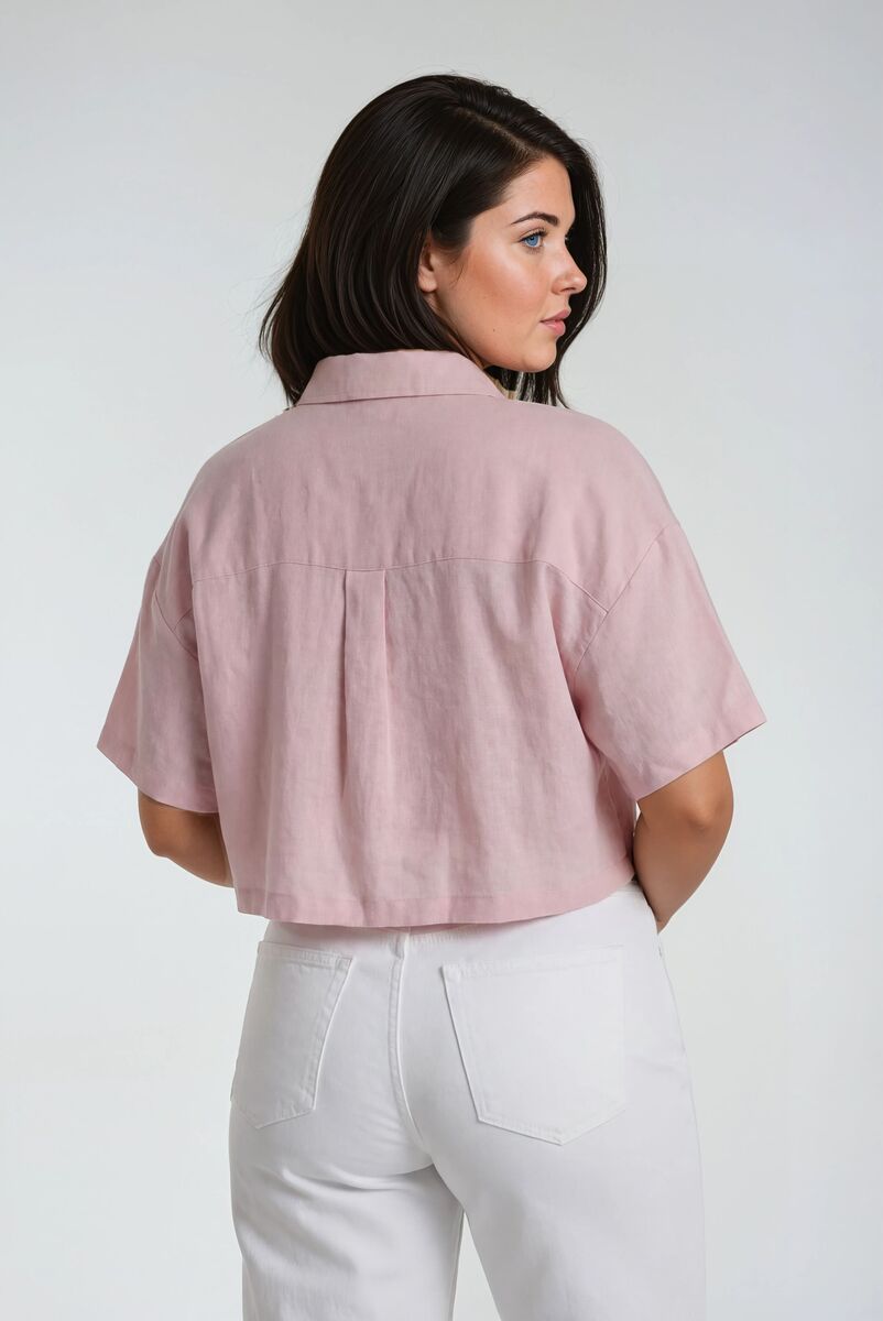 Plus Size Cropped Button-Front Shirt - Image 2