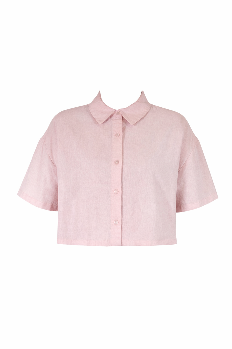 Plus Size Cropped Button-Front Shirt - Image 3