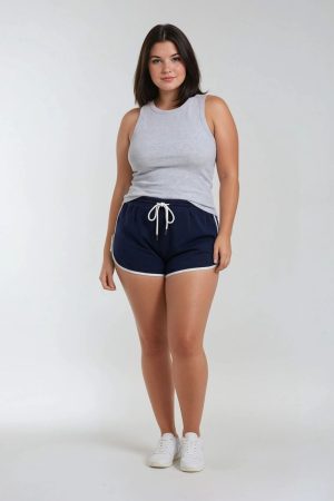 Plus Size Contrast-Trim Tie-Accent Shorts