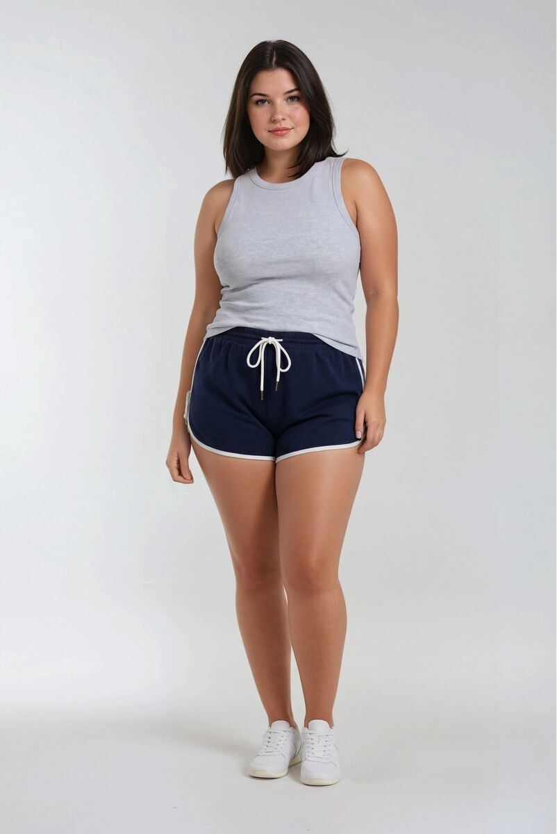 Plus Size Contrast-Trim Tie-Accent Shorts