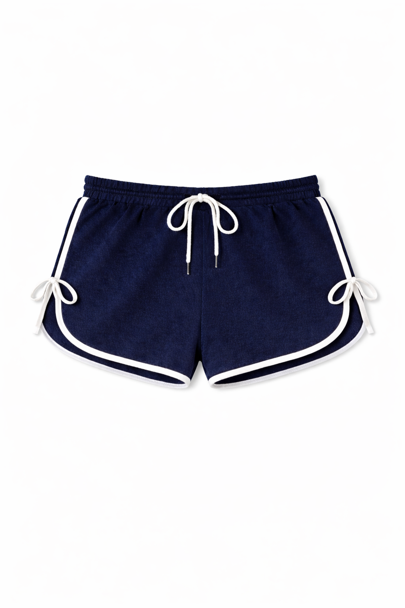 Plus Size Contrast-Trim Tie-Accent Shorts - Image 3