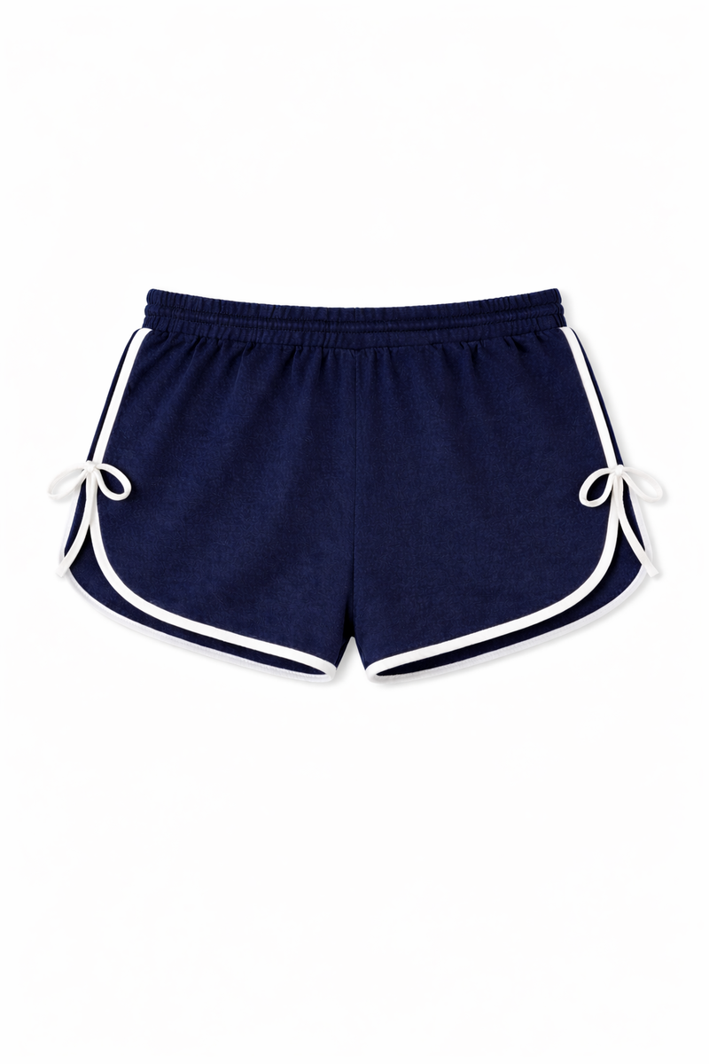 Plus Size Contrast-Trim Tie-Accent Shorts - Image 4