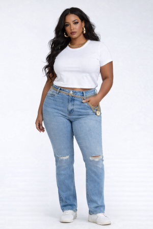 Plus Size Distressed Bootcut Jeans