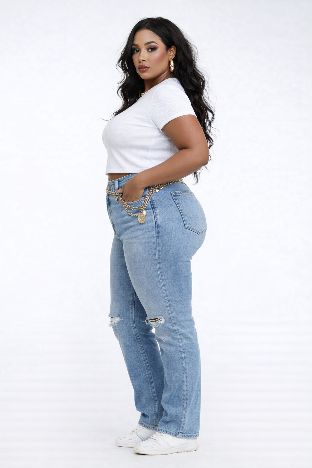 Plus Size Distressed Bootcut Jeans - Image 2