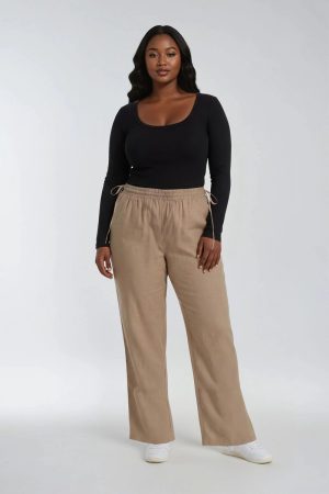 Plus Size Wide-Leg Side-Drawstring Pants
