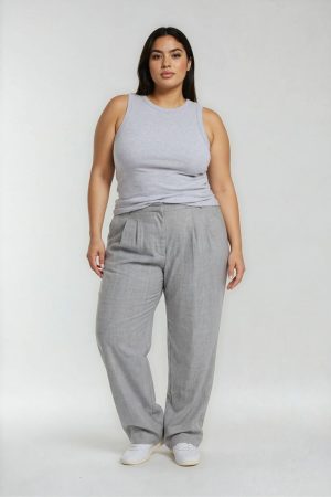 Plus Size Pleated Wide-Leg Pants