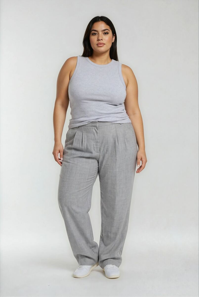 Plus Size Pleated Wide-Leg Pants
