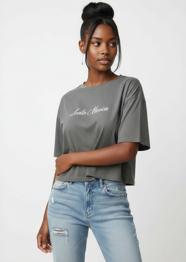 Santa Monica Boxy Cropped Tee - Image 2