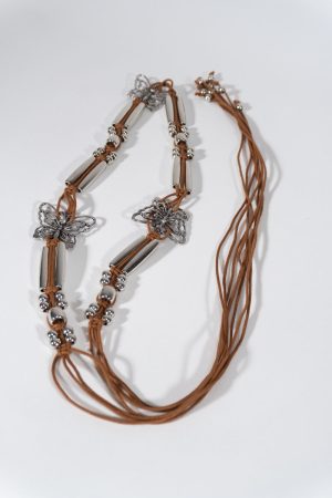 Braided Leather Butterfly Charm Belt