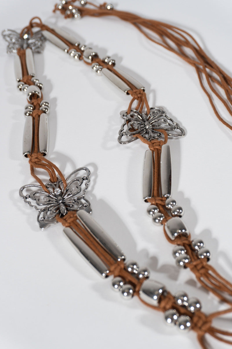 Braided Leather Butterfly Charm Belt - Image 2