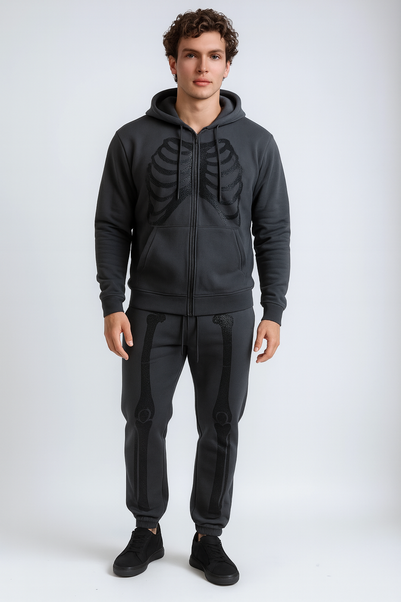 Skeleton Graphic Zip-Up Hoodie - Image 3