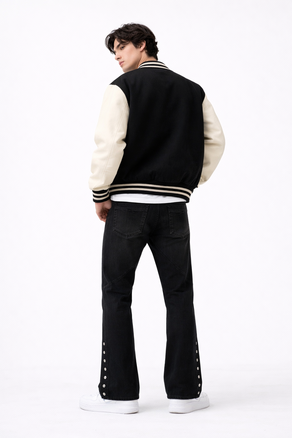 Men's Button Detail Flared Jeans - Image 2