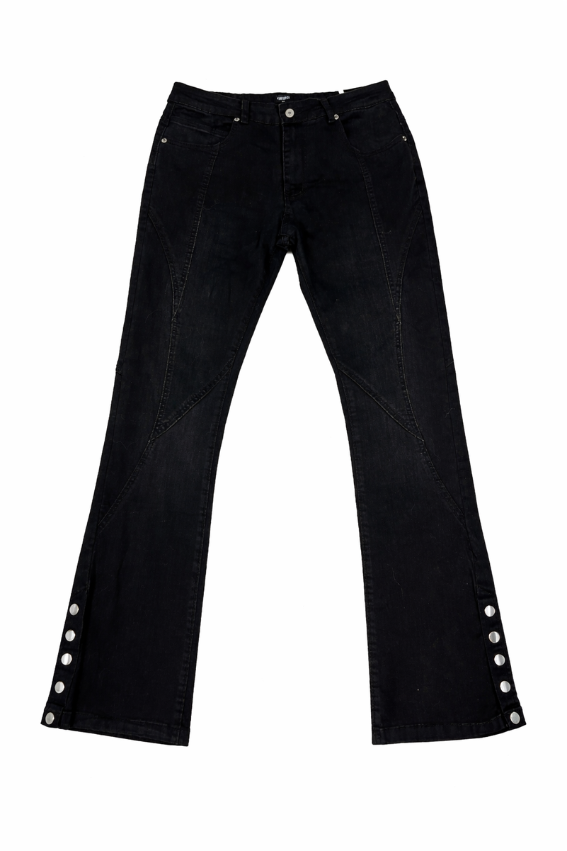 Men's Button Detail Flared Jeans - Image 3